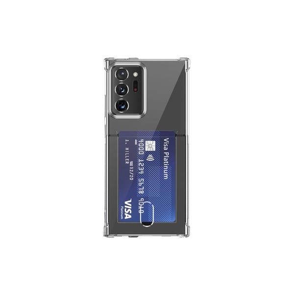 Samsung Galaxy S21 Ultra - läpinäkyvä kotelo korttipaikalla