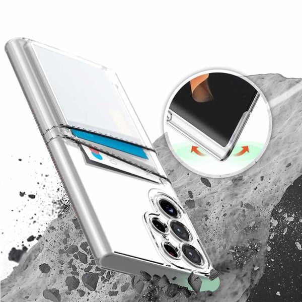 Samsung Galaxy S22 Ultra - Läpinäkyvä Kotelo, Kaksi Korttipaikkaa