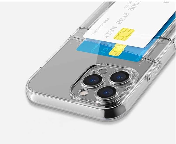 iPhone 13 Pro - Läpinäkyvä kotelo, jossa on kaksi korttipaikkaa