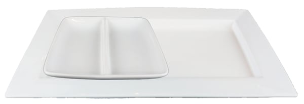 Matservis i Porslin - Tallrik Hög Kant + Minifat 2-delad - 12 delar