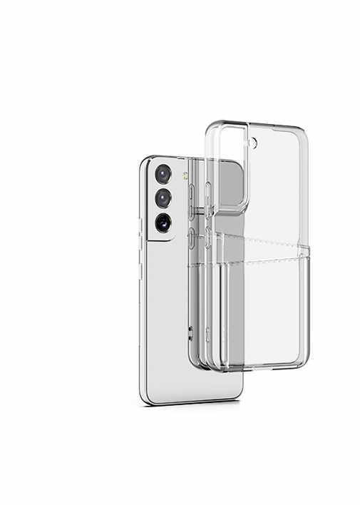 Samsung Galaxy S21 Plus - Transparent Skal Dubbel Kortfack + Heltäckande Härdat Skyddsglas
