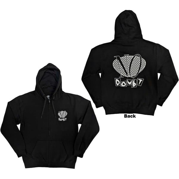 No Doubt Unisex Zipped Hoodie: Checker Logo (Back Print) (Large)