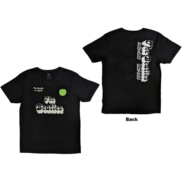 The Beatles Unisex T-Shirt: 70s Logo & Years (Back Print) (Small)