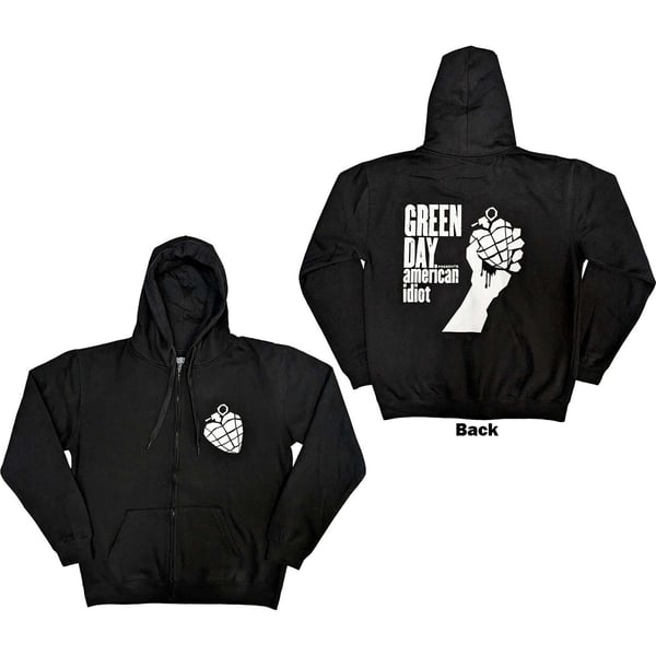Green Day Unisex Zipped Hoodie: American Idiot The Musical (Back Print) (Medium)
