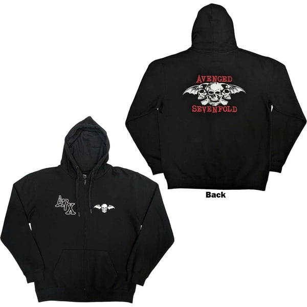 Avenged Sevenfold Unisex Zipped Hoodie: Dead Head (Back Print) (Large)