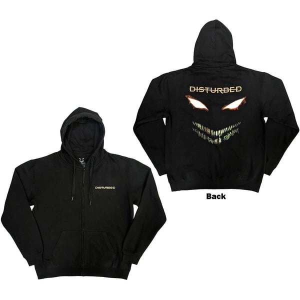Disturbed Unisex Zipped Hoodie: The Face (Back Print) (X-Large)