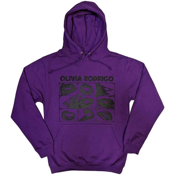 Olivia Rodrigo Unisex Pullover Hoodie: Threshold Lips Grid (X-Large)