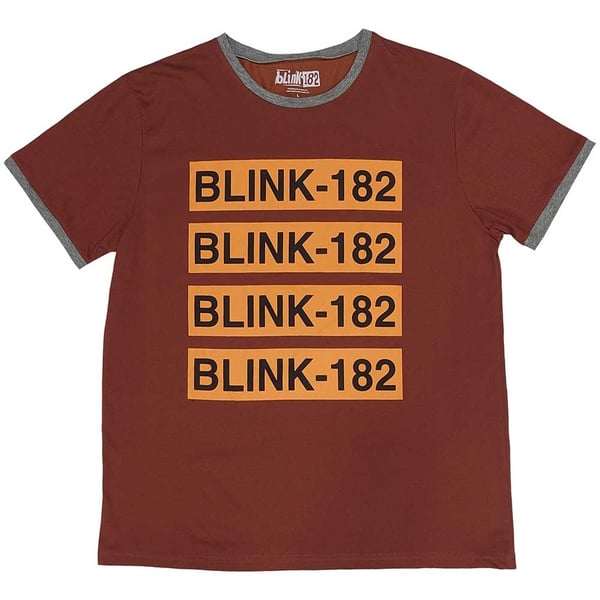 Blink-182 Unisex Ringer T-Shirt: Logo Repeat (Medium)