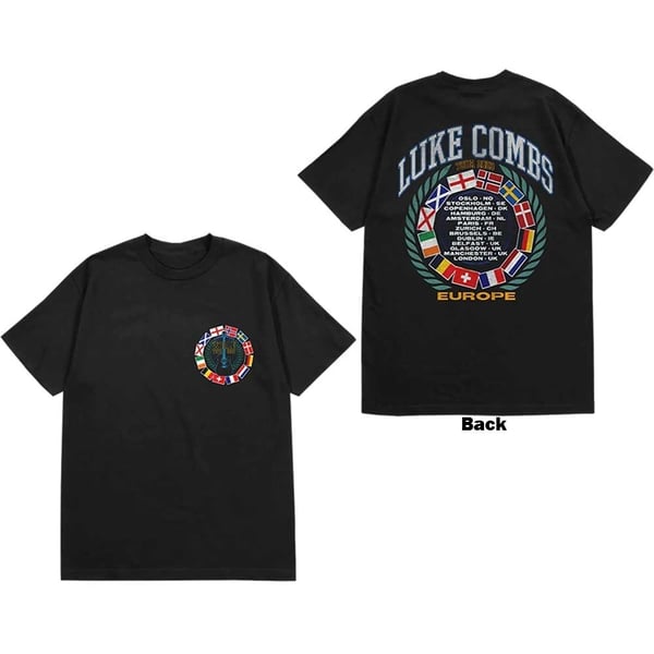 Luke Combs Unisex T-Shirt: Tour '23 Flag (Back Print & Ex-Tour) (Large)