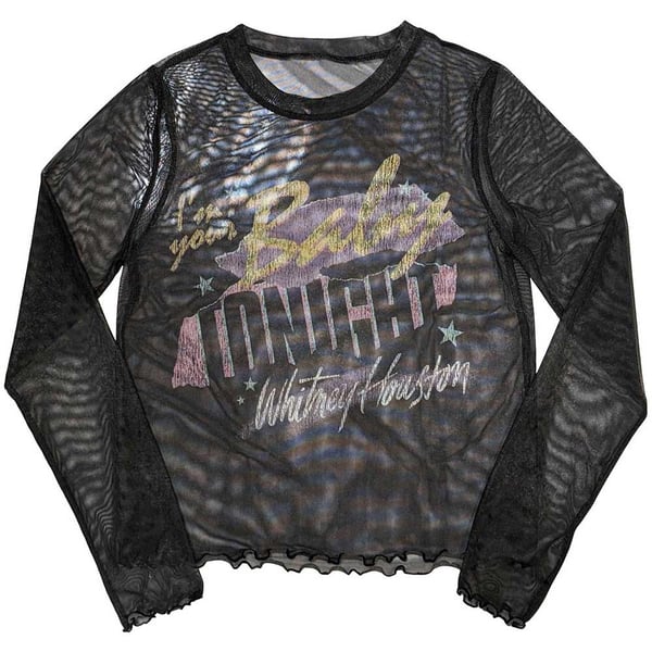 Whitney Houston Ladies Long Sleeve T-Shirt: I'm Your Baby (Mesh) (Medium)