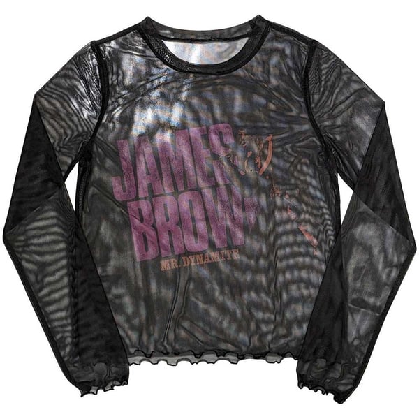 James Brown Ladies Long Sleeve T-Shirt: Mr Dynamite (Mesh) (X-Large)