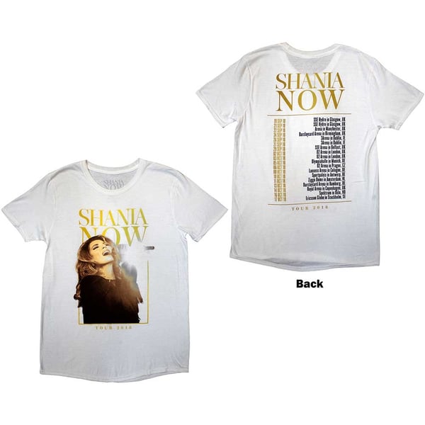 Shania Twain Unisex T-Shirt: Tour 2018 Mic Photo (Back Print & Ex-Tour) (Medium)
