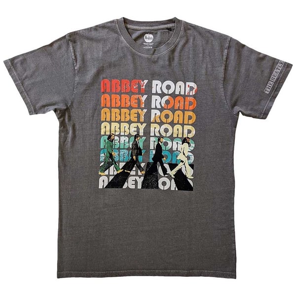 The Beatles Unisex T-Shirt: Abbey Stacked (Sleeve Print) (Small)