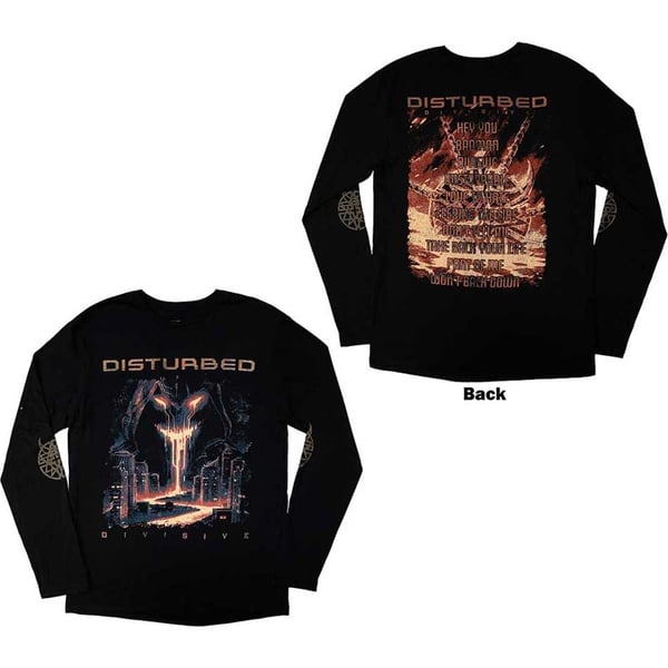 Disturbed Unisex Long Sleeve T-Shirt: European Tour '23 Divisive (Back Print & Ex-Tour) (XX-Large)