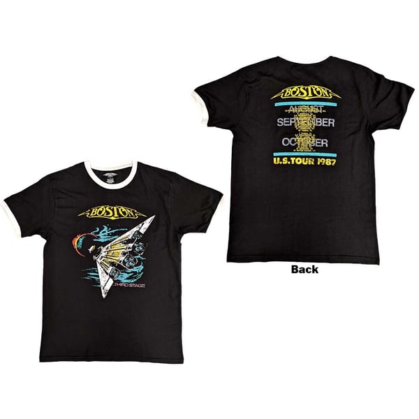 Boston Unisex Ringer T-Shirt: US Tour '87 (Back Print) (Medium)