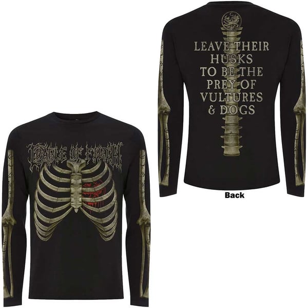 Cradle Of Filth Unisex Long Sleeve T-Shirt: Skeleton (Back & Sleeve Print) (XX-Large)
