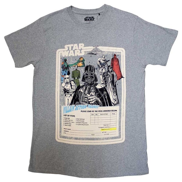 Star Wars Unisex T-Shirt: Villain Action Figures (Large)