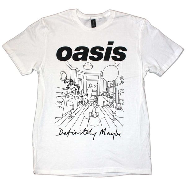 Oasis Unisex T-Shirt: Definitely Maybe Line Drawing (Large)