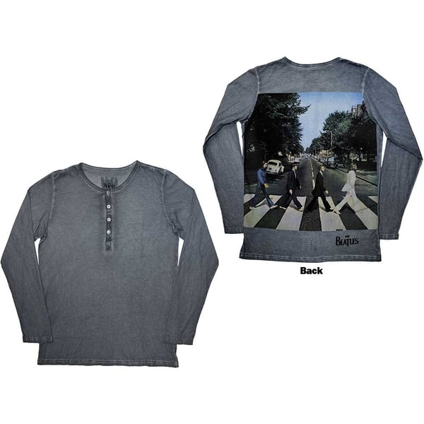 The Beatles Unisex Long Sleeve T-Shirt: Abbey Road Back Print Stone Wash (Back Print) (X-Large)