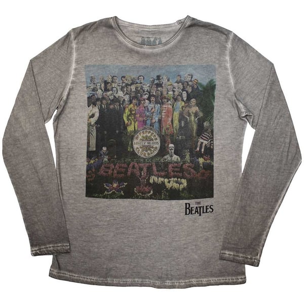 The Beatles Unisex Long Sleeve T-Shirt: Sgt Pepper Stone Wash (Small)