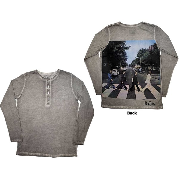 The Beatles Unisex Long Sleeve T-Shirt: Abbey Road Back Print Stone Wash (Back Print) (Medium)
