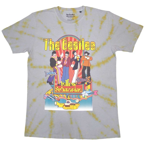 The Beatles Unisex T-Shirt: Yellow Submarine Band & Fish (Wash Collection) (X-Large)
