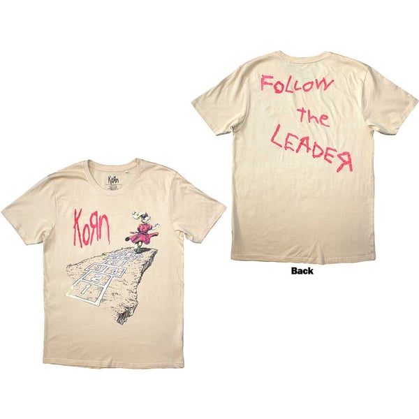 Korn Unisex T-Shirt: Follow The Leader Hopscotch (Back Print) (Medium)
