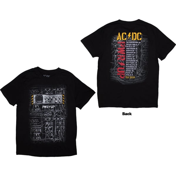 AC/DC Unisex T-Shirt: Control Wires PWR-UP EU Tour '24 (Back Print & Ex-Tour) (XX-Large)