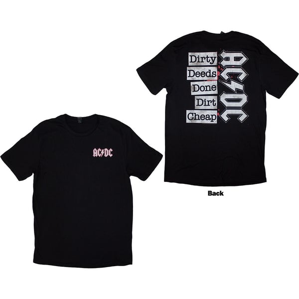 AC/DC Unisex T-Shirt: Mini Logo / Dirty Deeds (Back Print) (XX-Large)