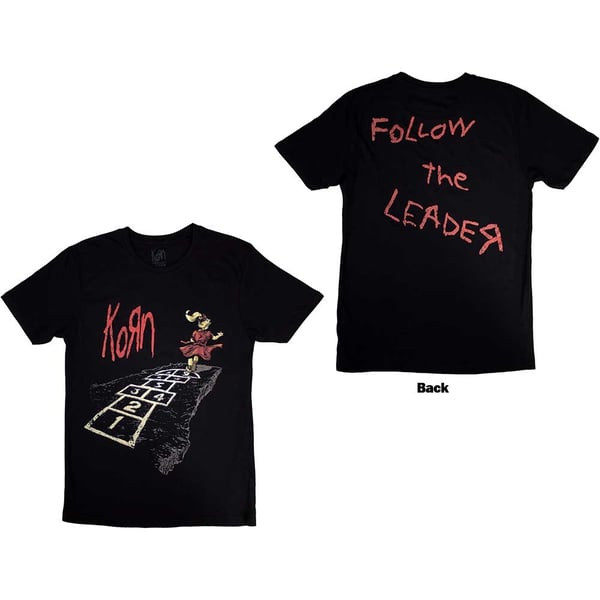 Korn Unisex T-Shirt: Follow The Leader Hopscotch (Back Print) (Medium)