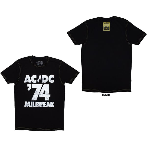 AC/DC Unisex T-Shirt: 74 Jailbreak (Back Print & Ex-Tour) (Medium)