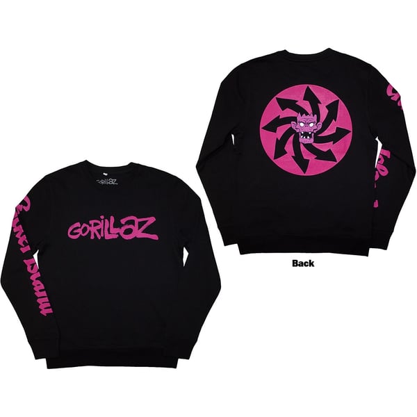 Gorillaz Unisex Sweatshirt: Craker Island Pazuzu Spiral (Back & Sleeve Print) (X-Large)
