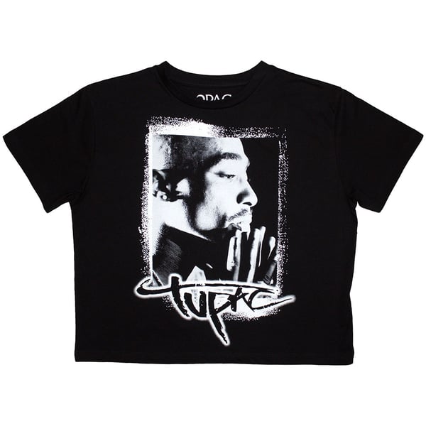 Tupac Ladies Crop Top: Spray Photo (Large)