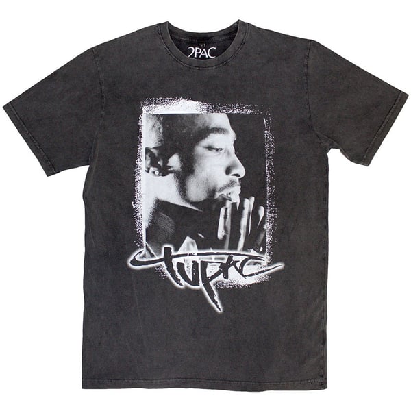 Tupac Unisex Stone Wash T-Shirt: Spray Photo (Small)