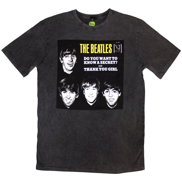 The Beatles Unisex Stone Wash T-Shirt: VJ Secret Sleeve (Medium)