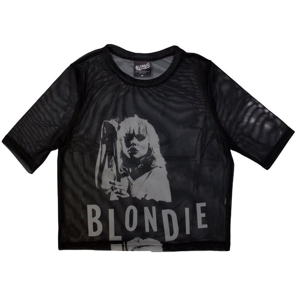 Blondie Ladies Crop Top: Mic Stand (Mesh) (XX-Small)