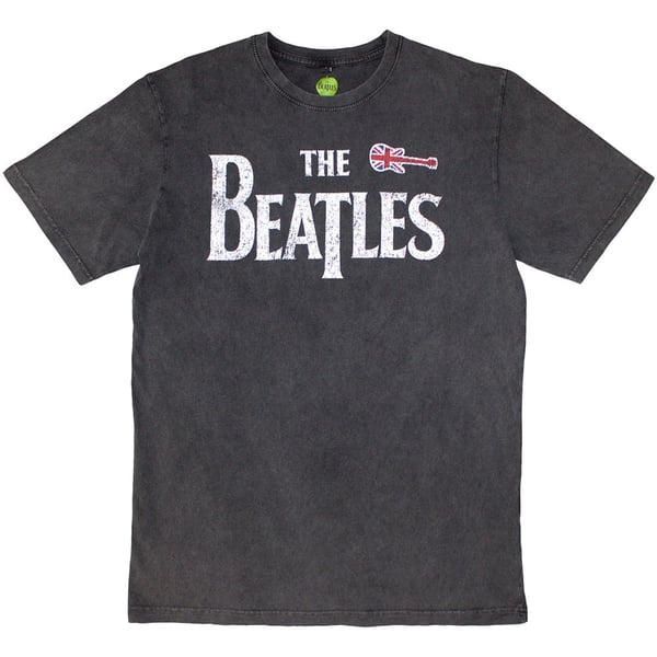 The Beatles Unisex Stone Wash T-Shirt: Guitar & Drop T (Small)
