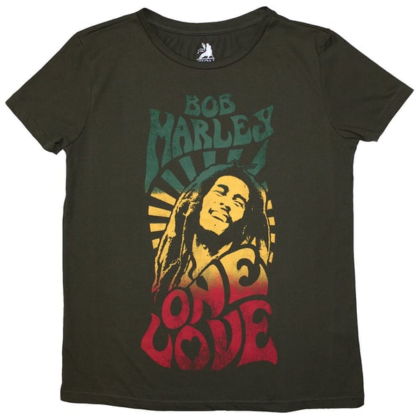 Bob Marley Unisex Stone Wash T-Shirt: One Love Gradient (Medium)