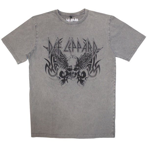 Def Leppard Unisex Stone Wash T-Shirt: Tribal Skull (XX-Large)