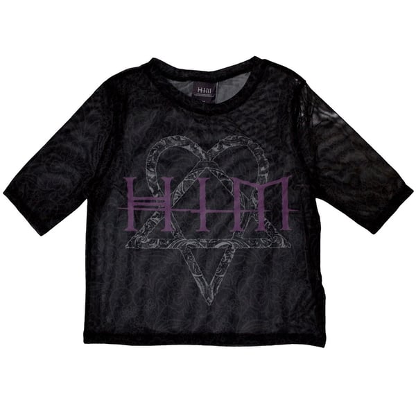 HIM Ladies Crop Top: Heartagram & Logo (Mesh) (XX-Small)