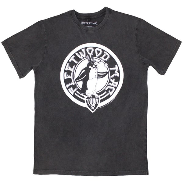 Fleetwood Mac Unisex Stone Wash T-Shirt: Tour '82 Penguin (Medium)