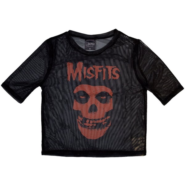 Misfits Ladies Crop Top: Orange Logo & Skull (Mesh) (Medium)