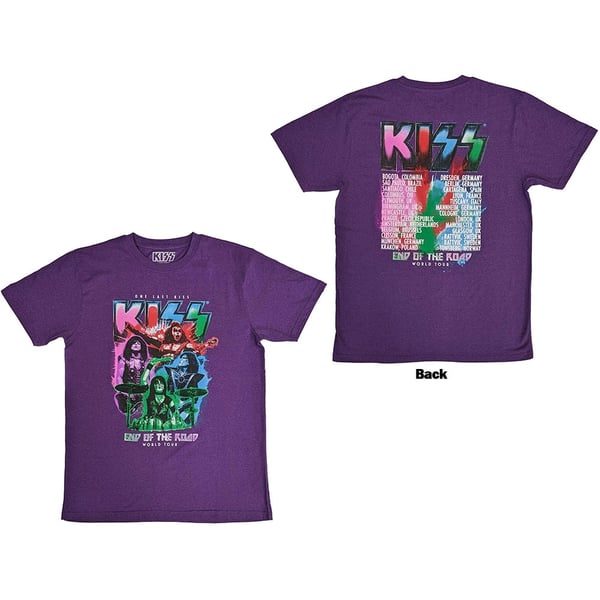 KISS Unisex T-Shirt: End Of The Road Colour Pop (Back Print) (Small)