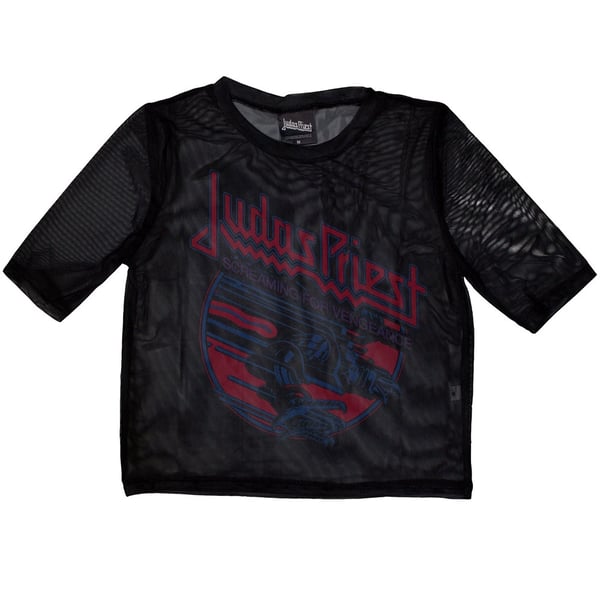 Judas Priest Ladies Crop Top: Screaming For Vengeance (Mesh) (XX-Small)