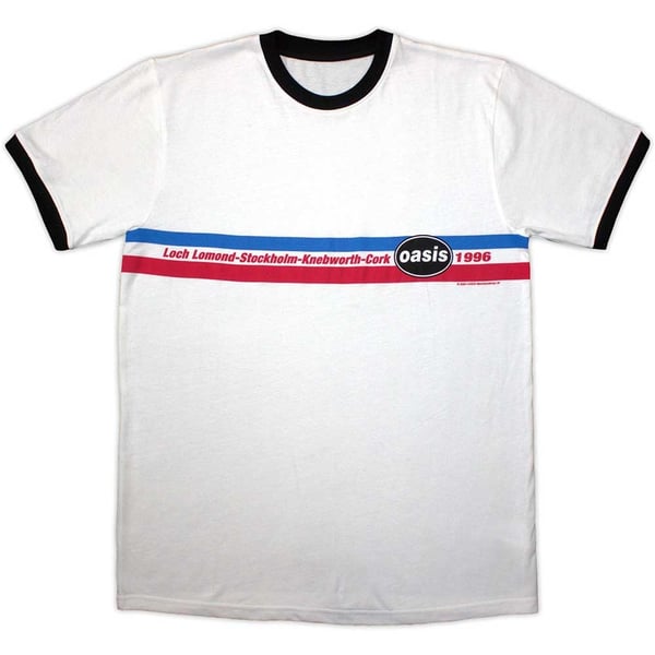 Oasis Unisex Ringer T-Shirt: 1996 Tour Horizontal Stripes Ringer (XX-Large)