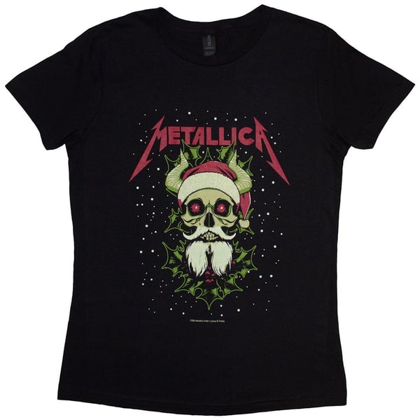 Metallica Ladies T-Shirt: Santa Horns (Medium)