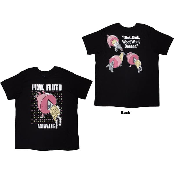 Pink Floyd Unisex T-Shirt: Animals Cartoons (Back Print) (X-Large)
