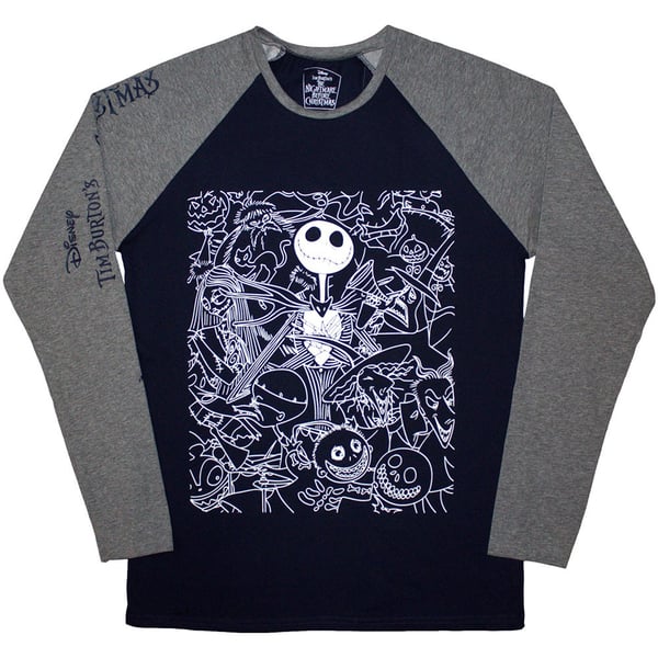 The Nightmare Before Christmas Unisex Raglan T-Shirt: Jack Crowd (Embellished) (Medium)