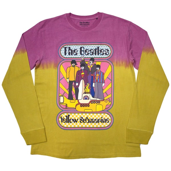 The Beatles Unisex Long Sleeve T-Shirt: Yellow Submarine Band Frame (Wash Collection) (X-Large)