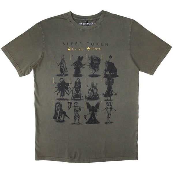 Sleep Token Unisex Stone Wash T-Shirt: Grid (Small)